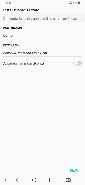 Ge ditt konto ett namn och ange ditt namn. Välj KLAR