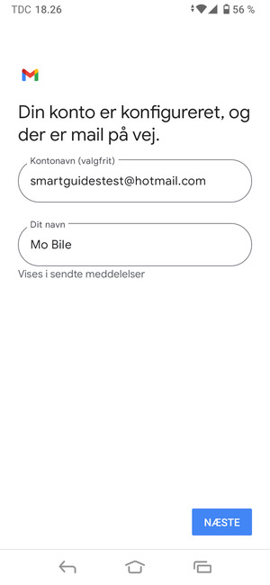 Giv din konto et navn og indtast dit navn. Vælg NÆSTE