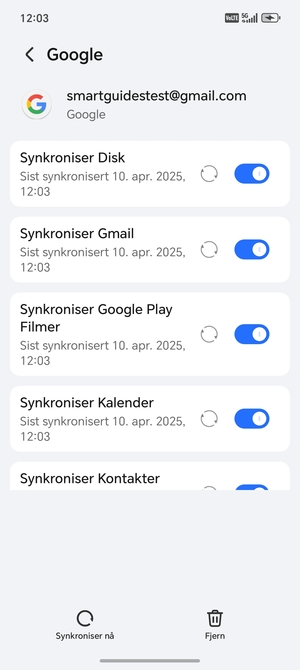 Velg Synkroniser nå