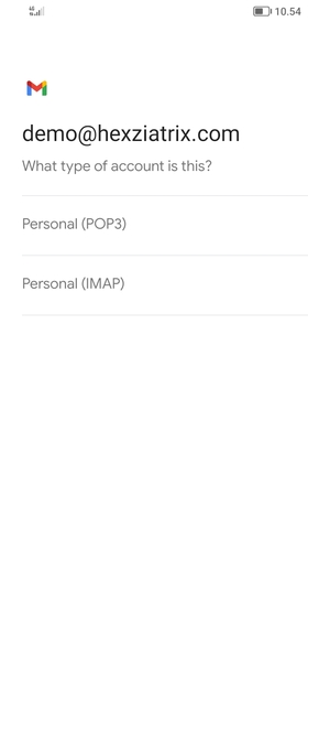 Select Personal (POP3) or Personal (IMAP)