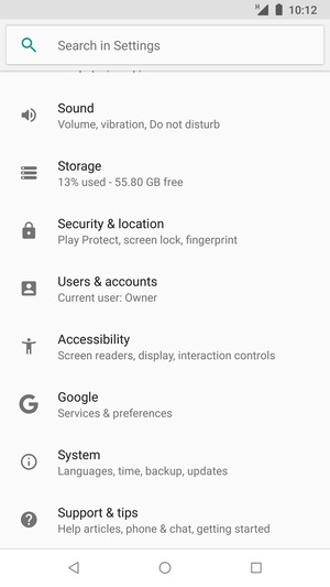 Scroll to and select Security & location