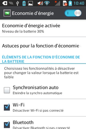 Activer le Economie d'énergie