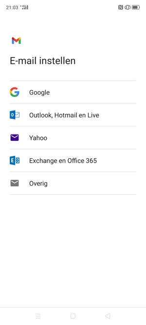 Selecteer Exchange en Office 365