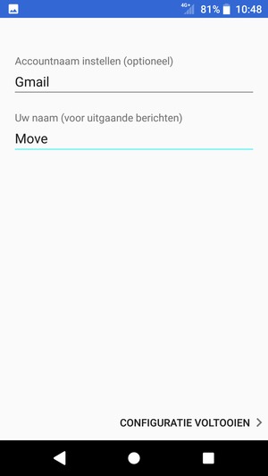 Geef uw account een naam en voer uw naam in. Selecteer CONFIGURATIE VOLTOOIEN