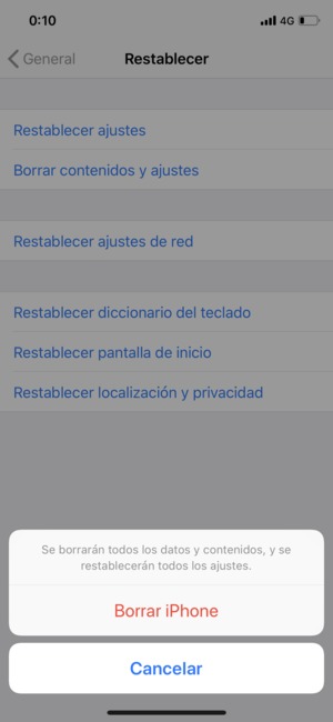 Seleccione Borrar iPhone