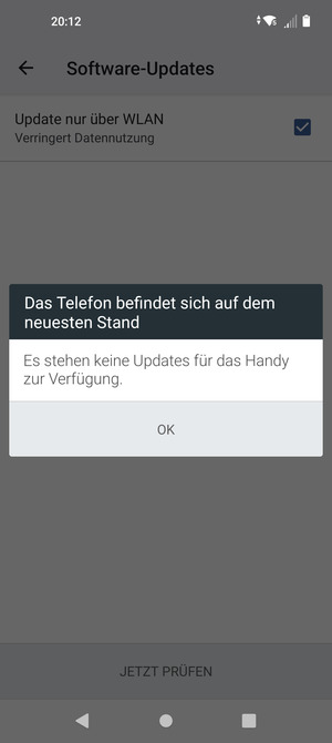 Falls Ihr Handy aktualisiert ist, wählen Sie OK