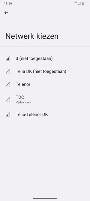 Selecteer een netwerkoperator uit de lijst