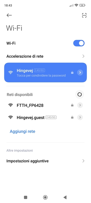 Ora sei connesso alla rete Wi-Fi
