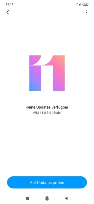Falls Ihr Handy aktualisiert ist, wird Ihnen der folgende Bildschirm angezeigt