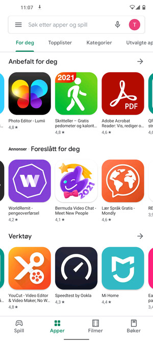 Velg søkefelt