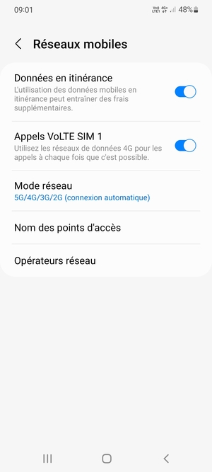 Activer ou désactiver Données en itinérance