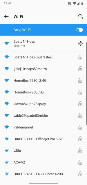 Du er nu tilsluttet Wi-Fi netværket