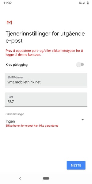 Velg NESTE