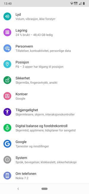 Bla til og velg Sikkerhet