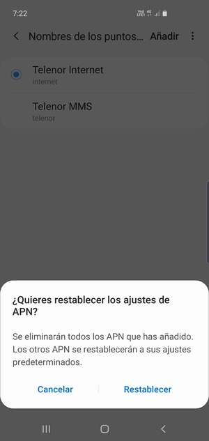 Seleccione Restablecer