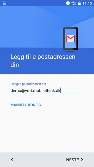 Skriv inn e-postadresse og velg NESTE