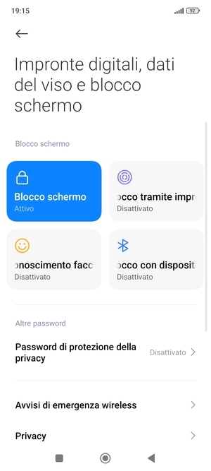 Il tuo telefono è ora protetto dal blocco schermo