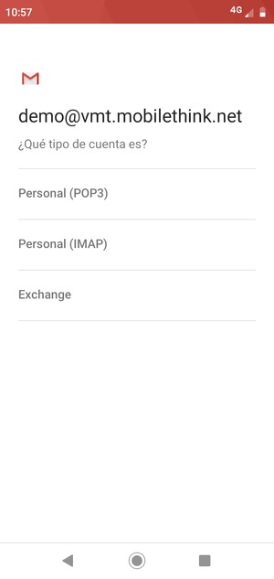 Seleccione Personal (POP3) o Personal (IMAP)