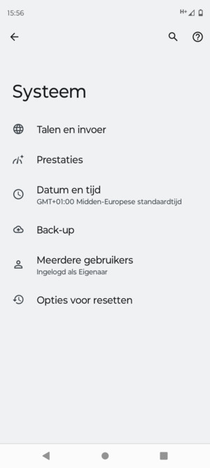 Selecteer Back-up