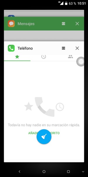 Seleccione el icono Eliminar para cerrar todas las aplicaciones en ejecución