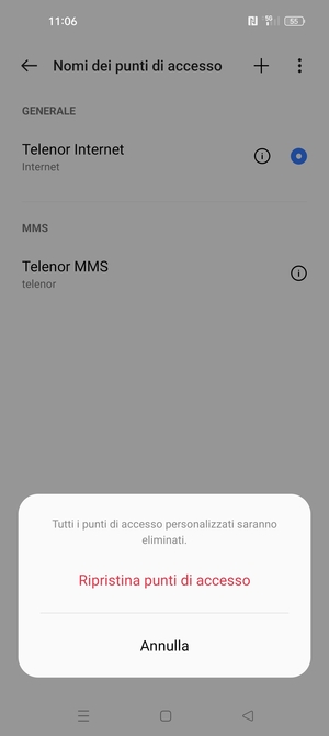 Seleziona Ripristina punti di accesso