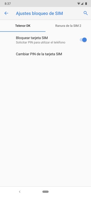 Seleccione Public y Cambiar PIN de la tarjeta SIM