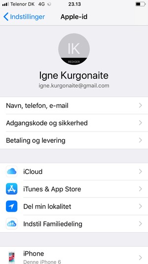 Vælg iCloud