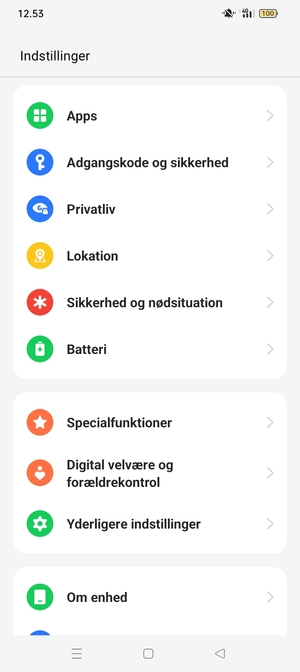 Scroll til og vælg Adgangskode og sikkerhed