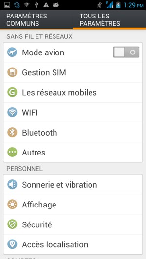 Sélectionnez Gestion SIM