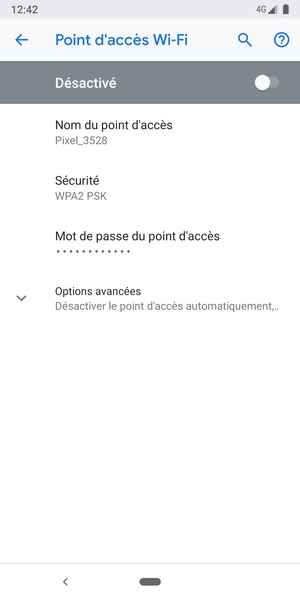 Sélectionnez Mot de passe du point d'accès