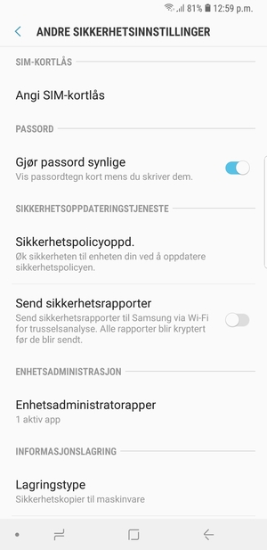 Velg Angi SIM-kortlås