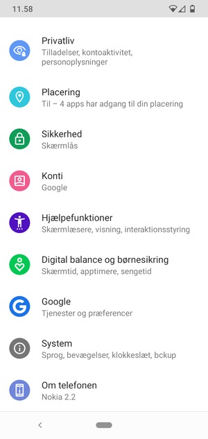 Scroll til og vælg Sikkerhed