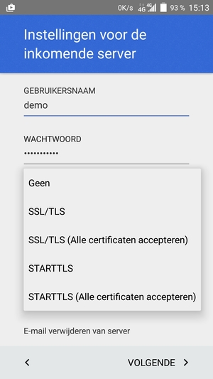 Selecteer Geen en VOLGENDE