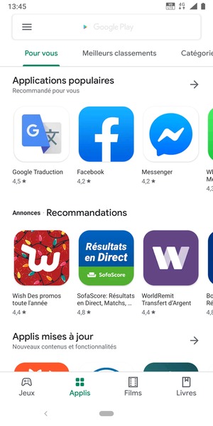 Sélectionnez la barre de Recherche