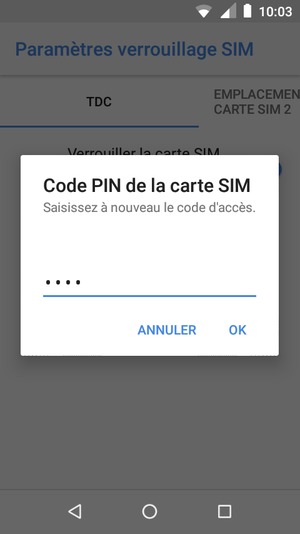 Veuillez confirmer votre nouveau code PIN de la carte SIM et sélectionner OK