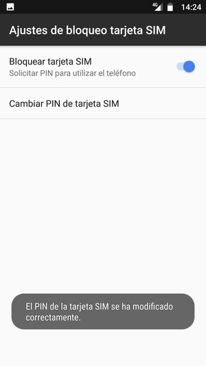 Su PIN de la tarjeta SIM ha sido cambiado
