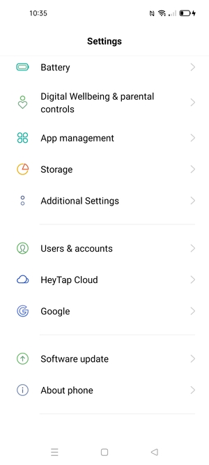 Scroll to and select Users & accounts