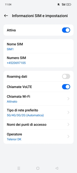 Per modificare la rete, in presenza di problemi, seleziona Operatore