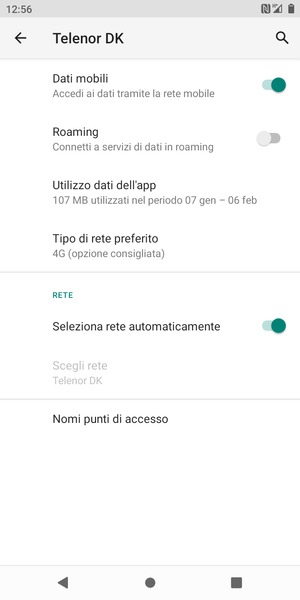 Seleziona Nomi punti di accesso
