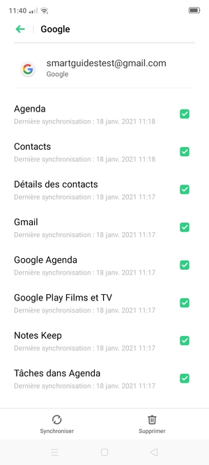 Sélectionnez Synchroniser