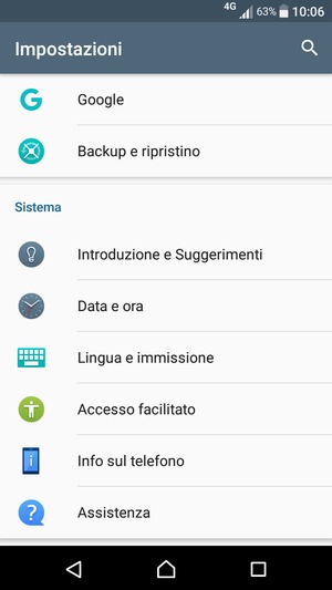 Scorri e seleziona Info sul telefono