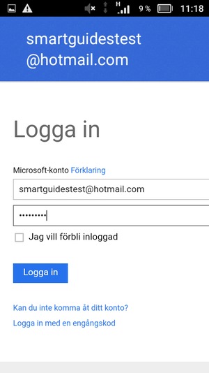 Ange ditt lösenord och välj Logga in