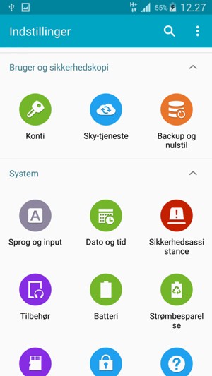 Scroll til og vælg Konti