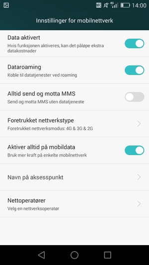 Slå Dataroaming på eller av