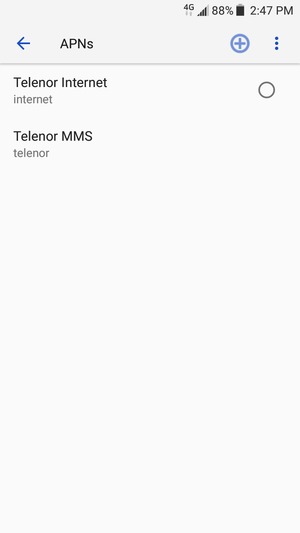 Select the Internet access point
