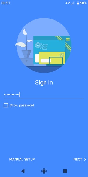 Enter your password and select MANUAL SETUP