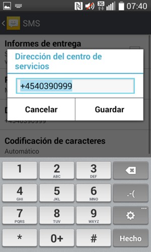 Introduzca el número de Dirección del centro de servicios y seleccione Guardar