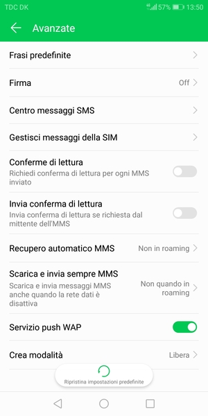 Seleziona Centro messaggi SMS