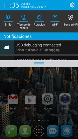 Deslice hacia abajo el menú superior
