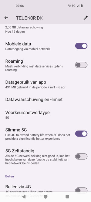 Scroll naar en selecteer Voorkeursnetwerktype